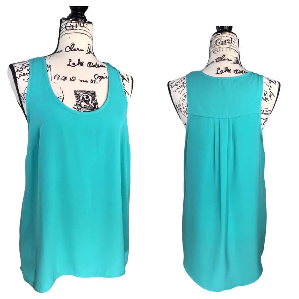 PLEIONE by Anthropologie - Women’s Sea-foam Green-Blue Hi-Low Tank Top - S
